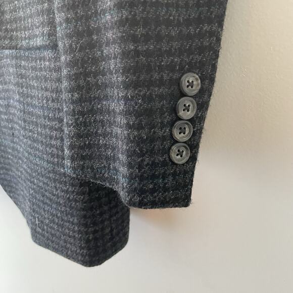 Vintage Men’s Blazer 42R Lambswool Gray Houndstooth Sport Coat Jacket Union Made - Picture 3 of 11